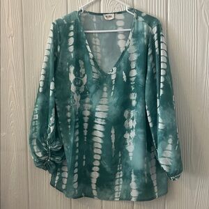 Tie-Dye V-Neck Blouse